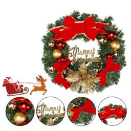 Donwell-tech Christmas Wreath Large Front Door, (NO LED), Red