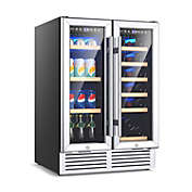 Slickblue 24 Inch Dual Zone Wine and Beverage Cooler-Silver