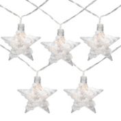 Northlight 10 B/O LED Warm White Clear Star and Yarn Christmas Lights - 4.5' Clear Wire