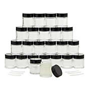 Juvale 24 Pack 1 oz Glass Cosmetic Jars with Lids and 6 Spatulas, Clear Containers for Beauty Product Samples, Lip Balm, Lotion, Face Creams (30ml)