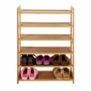 Infinity Merch Bamboo Shoe Rack Entryway Shelf Holder 6 Tier Wood Color