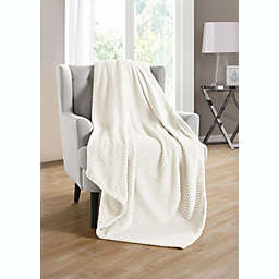 Kate Aurora Living Ultra Soft And Plush Tufted Hypoallergenic Fleece Throw Blanket Covers - Ivory/Beige