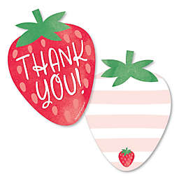 Big Dot of Happiness Berry Sweet Strawberry - Shaped Thank You Cards - Themed Birthday Party or Baby Shower Thank You Note Cards with Envelopes 12 Ct