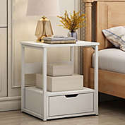 Stock Preferred Solid Wooden Bedside Table with 1-Drawers in White