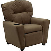 Flash Furniture Contemporary Brown Microfiber Kids Recliner With Cup Holder - Brown Microfiber