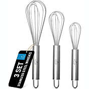 Zulay Kitchen Stainless Steel Whisk (Set of 3)
