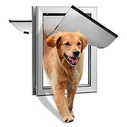 Ownpets Double-Flaps Aluminum Pet Dog Door Magnetic Lock Flap Safety Guard Weatherproof