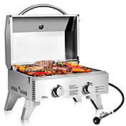 Costway-CA 2 Burner Portable Stainless Steel BBQ Table Top Grill for Outdoors
