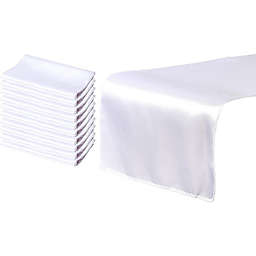 Juvale White?Satin Table Runners?for Wedding, Baby Shower, Birthday Party?(108x12 In, 10 Pack)
