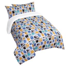 PiccoCasa 3 Piece Microfiber Kids Comforter Set with 2 Pillowcases, Cute Colorful Cartoon Theme for Boys and Girls' Bedroom, Twin Size