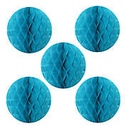 Wrapables 6" Set of 5 Tissue Honeycomb Ball Party Decorations / Aqua, Set of 5
