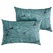 Outdoor Living and Style Set of 2 Blue and Gray Tropical Indoor and Outdoor Lumbar Pillows 13" x 20"