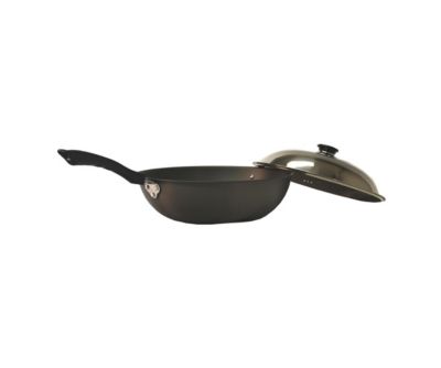 Sunpentown 13.4" Hard Anodized Flat Bottom Wok Cookware