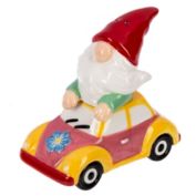 Ganz Gnome in Car Ceramic Salt and Pepper Shaker Set 3.6 Inch Multicolor