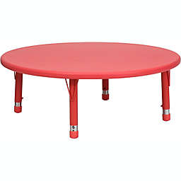 Flash Furniture 45'' Round Red Plastic Height Adjustable Activity Table