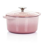 Crock-Pot Artisan 2 Piece 3 Quarts Enamled Cast Iron Dutch Oven in Blush Pink