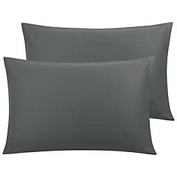 PiccoCasa Set of 2 Zipper 100% Cotton Pillowcases, Comfortable Cotton Pillow Cover Pillow Protector with Zipper Closure in Home and Bedroom, Grey King