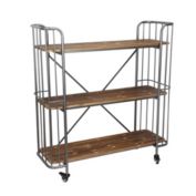 Cheungs Decorative 3 Tier Wood Shelf Metal Bar Cart