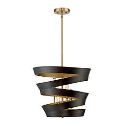 Trade Winds Lighting TW021085-46 4-Light Transitional Pendant, 60 Watts, in Matt Black with Gold Accents