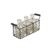 Cheungs Decorative Rectangular Wire Basket With 3 Glass Jars