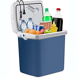 Ivation Electric Cooler & Warmer  27 Quart (25 L) Portable Thermoelectric Fridge  Includes Carry Handle, 110V AC Home Power Cord & 12V Car Adapter Great for Camping, Travel & Picnics