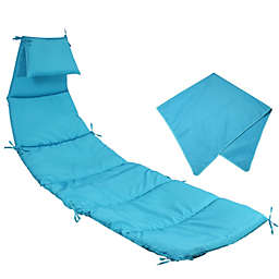 Sunnydaze Hanging Lounge Chair Replacement Cushion and Umbrella - Teal