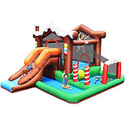 Costway-CA Kids Inflatable Bounce House Jumping Castle Slide Climber Bouncer Without Blower