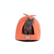 Armarkat Plush And Soft Velvet With Waterproof Cat Sleeper Bed In Orange And Ivory
