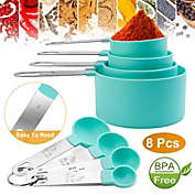 Eggracks By Global Phoenix 8Pcs Plastic Measuring Spoons Cups Scale Teaspoon Tablespoon Set