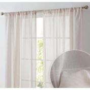 THD Zoey Faux Linen Textured Semi Sheer Privacy Sun Light Filtering Transparent Window Rod Pocket Thick Curtains Drapery Panels for Bedroom & Living Room, 2 Panels