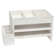 Elegant Designs Home Office Tiered  Desk Organizer with Storage Cubbies and Letter Tray, White Wash