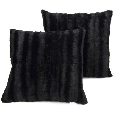Cheer Collection Faux Fur Square Decorative Pillow 18x18 (Set of 2)