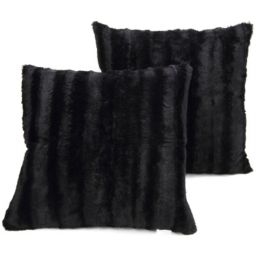Cheer Collection Faux Fur Square Decorative Pillow 18x18 (Set of 2)