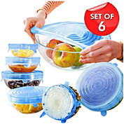 Kitcheniva 6-Pieces Stretch Silicone Lids Bowl Reusable Kitchen Food Storage, Blue