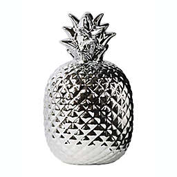 Urban Trends Collection Ceramic Round Pineapple Figurine Dimpled with Polished Chrome Finish - Silver