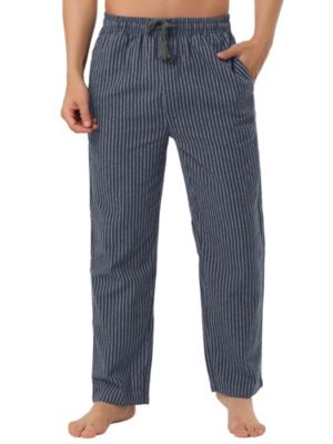 Lars Amadeus Men&#39;s Winter Flannel Drawstring Pajama Pants With Pockets Navy Blue 32