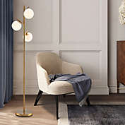 Slickblue 3-Globe Floor Lamp with Foot Switch and Bulb Bases-Golden
