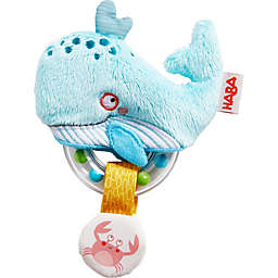HABA Clutching Toy Whale Fabric Teether with Removable Plastic Rattling Ring