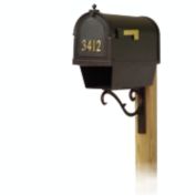 Special Lite Products Berkshire Curbside Mailbox with Front Address Numbers, Newspaper Tube and Sorrento Front Single Mailbox Mounting Bracket