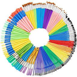 Bright Creations Paint Brush Set for Kids, Classroom Arts Supplies, 14 Shapes and Sizes (250 Pieces)