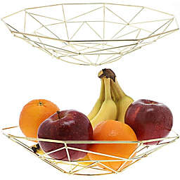 Juvale Kitchen Wire Fruit Basket (2 Piece Set), Metallic Gold