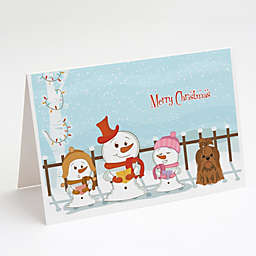 Caroline's Treasures Merry Christmas Carolers Shih Tzu Chocolate Greeting Cards and Envelopes Pack of 8 7 x 5
