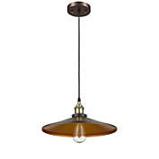 CHLOE Lighting 15 Inch Round Metal Shade Pendant Light with Edison Bulb, Bronze