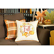 HomeRoots 2-Pack Fall Thanksgiving Pumpkin Throw Pillow Cover - 18" x 18" (Set of 2 Covers)