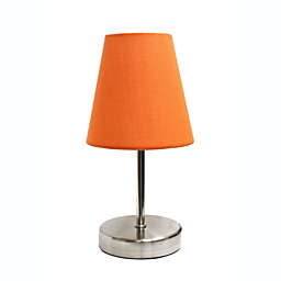 Simple Designs Sand Nickel Mini Basic Table Lamp with Fabric Shade - Sand Nickel/Orange