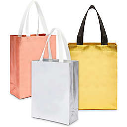 Sparkle and Bash Reusable Grocery Shopping Tote Bags in 3 Metallic Colors (Medium, 12 Pack)