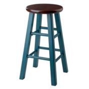 Winsome Wood Ivy 24 Counter Stool Rustic Teal w/ Walnut Seat