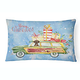 Caroline's Treasures Merry Christmas Chocolate Labrador Retriever Canvas Fabric Decorative Pillow 12 x 16