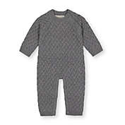 Hope & Henry Baby Cable Knit Sweater Romper (Dark Gray Heather Herringbone, 12-18 Months)