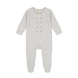 Hope & Henry Baby Footed Sweater Romper (Light Grey Double Button, 0-3 Months)
